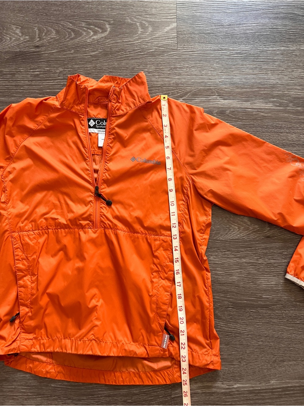 Columbia Orange Packable Pullover 1/2 zip Windbreaker - Picture 7 of 8